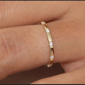 Eternity wedding band, stacking ring, 14k gold, natural diamonds, thin, dainty.
